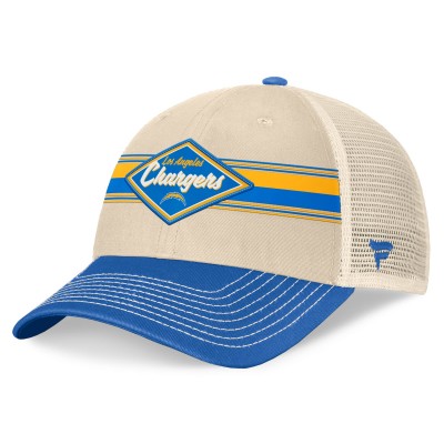 Бейсболка Los Angeles Chargers Fanatics Natural/Powder Blue Diamond Stripe Trucker