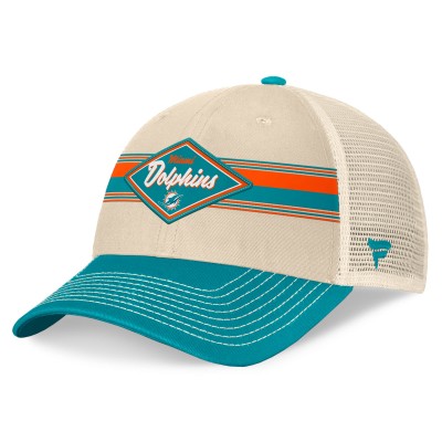 Бейсболка Miami Dolphins Fanatics Natural/Aqua Diamond Stripe