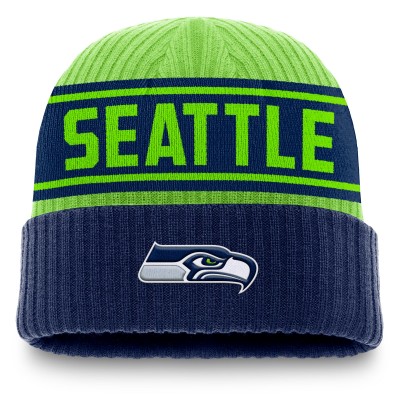 Seattle Seahawks Fanatics Neon Green/College Navy Penalty Cuffed Knit Hat