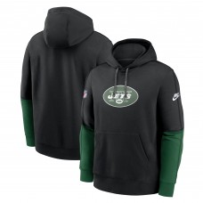 New York Jets Nike Black Throwback Logo Club Tri-Blend Pullover Hoodie New York Jets Nike Black Throwback Logo Club Tri-Blend Pullover Hoodie