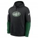 New York Jets Nike Black Throwback Logo Club Tri-Blend Pullover Hoodie