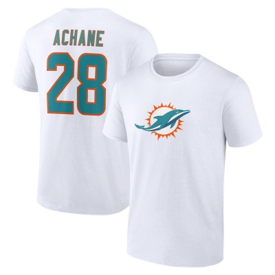 Miami Dolphins De’Von Achane White Icon Player Name & Number T-Shirt