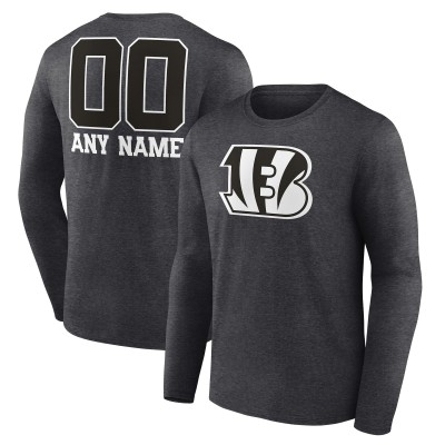 Именная футболка с длинным рукавом Cincinnati Bengals Monochrome - Charcoal