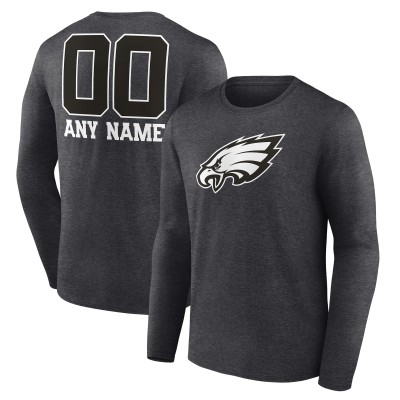 Именная футболка с длинным рукавом Philadelphia Eagles Monochrome - Charcoal