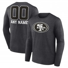 Именная футболка с длинным рукавом San Francisco 49ers Monochrome - Charcoal