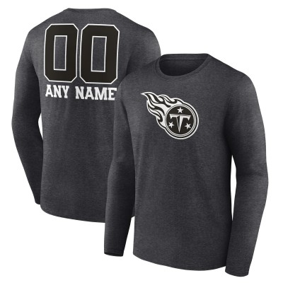 Именная футболка с длинным рукавом Tennessee Titans Monochrome - Charcoal
