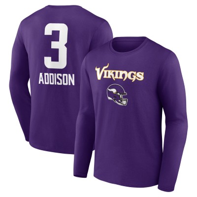 Футболка с длинным рукавом Jordan Addison Minnesota Vikings Team Wordmark Player Name & Number - Purple