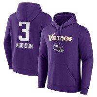 Minnesota Vikings Jordan Addison Purple Team Wordmark Player Name & Number Pullover Hoodie