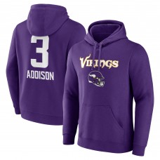 Minnesota Vikings Jordan Addison Purple Team Wordmark Player Name & Number Pullover Hoodie