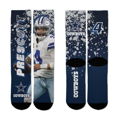 Dallas Cowboys Dak Prescott For Bare Feet Road Warrior Crew Socks