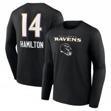 Футболка с длинным рукавом Kyle Hamilton Baltimore Ravens Team Wordmark Player Name & Number - Black