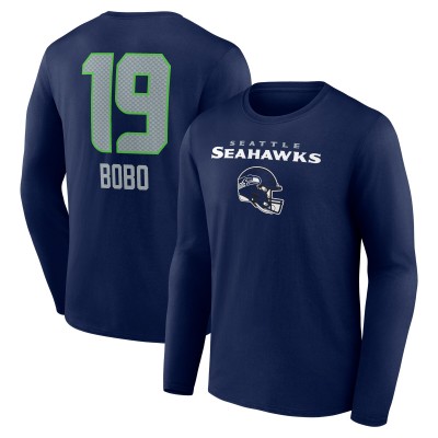 Футболка с длинным рукавом Jake Bobo Seattle Seahawks Team Wordmark Player Name & Number - College Navy