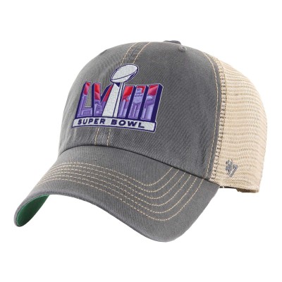 Бейсболка Super Bowl LVIII '47 Trawler Trucker Clean Up - Charcoal/Natural