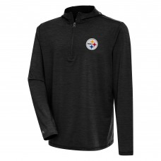 Pittsburgh Steelers Antigua Heather Black Tidy Quarter-Zip Pullover Hoodie