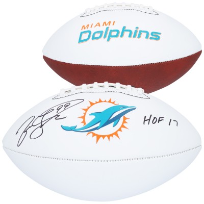 Jason Taylor Miami Dolphins Autographed Fanatics Authentic Franklin White Panel Football with HOF 17 Inscription