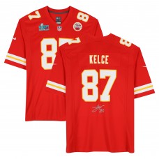 Travis Kelce Kansas City Chiefs Autographed Fanatics Authentic Red Nike Super Bowl LVII Patch Game Jersey