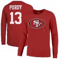 San Francisco 49ers Brock Purdy Majestic Threads Scarlet Name & Number Long Sleeve T-Shirt