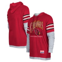 Arizona Cardinals New Era Cardinal Twofer Long Sleeve Hooded T-Shirt