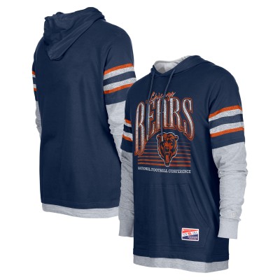Футболка Chicago Bears New Era Navy Twofer Long Sleeve Hooded
