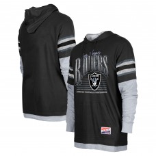 Las Vegas Raiders New Era Black Twofer Long Sleeve Hooded T-Shirt Las Vegas Raiders New Era Black Twofer Long Sleeve Hooded T-Shirt