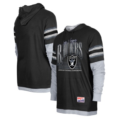 Las Vegas Raiders New Era Black Twofer Long Sleeve Hooded T-Shirt