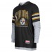 Pittsburgh Steelers New Era Black Twofer Long Sleeve Hooded T-Shirt