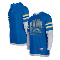 Los Angeles Chargers New Era Royal Twofer Long Sleeve Hooded T-Shirt