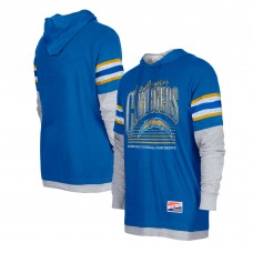 Los Angeles Chargers New Era Royal Twofer Long Sleeve Hooded T-Shirt