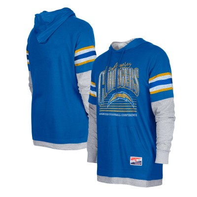 Los Angeles Chargers New Era Royal Twofer Long Sleeve Hooded T-Shirt