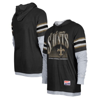 Футболка с длинным рукавом с капюшоном New Orleans Saints New Era Black Twofer