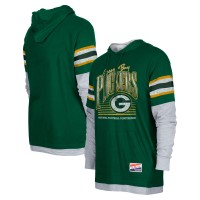 Футболка Green Bay Packers New Era Green Twofer Long Sleeve Hooded
