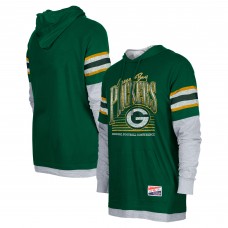 Футболка Green Bay Packers New Era Green Twofer Long Sleeve Hooded