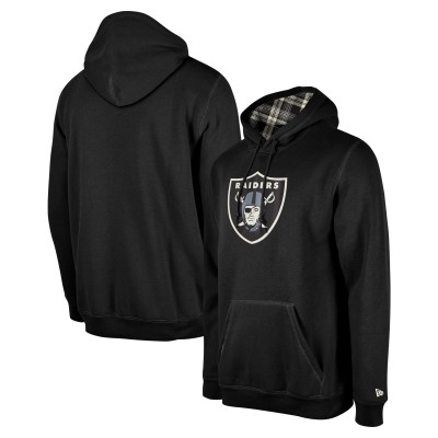 Las Vegas Raiders New Era Black 3rd Down Plaid Pullover Hoodie