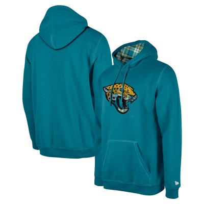 Jacksonville Jaguars New Era Teal 3rd Down Plaid Pullover Hoodie