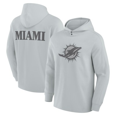 Футболка с длинным рукавом с капюшоном Miami Dolphins Fanatics Gray Elements Blaze Tri-Blend