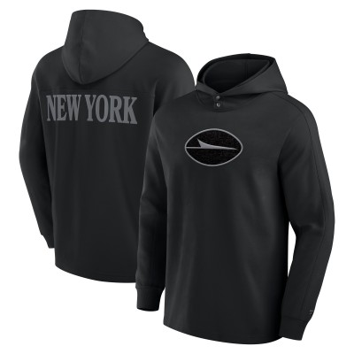 New York Jets Fanatics Black Elements Blaze Tri-Blend Long Sleeve Hoodie T-Shirt