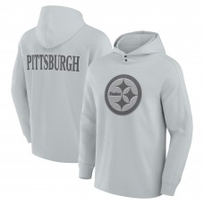 Pittsburgh Steelers Fanatics Gray Elements Blaze Tri-Blend Long Sleeve Hoodie T-Shirt