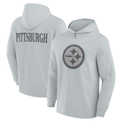 Pittsburgh Steelers Fanatics Gray Elements Blaze Tri-Blend Long Sleeve Hoodie T-Shirt