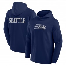 Seattle Seahawks Fanatics College Navy Elements Blaze Tri-Blend Long Sleeve Hoodie T-Shirt