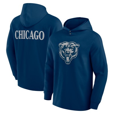 Футболка с длинным рукавом с капюшоном Chicago Bears Fanatics Navy Elements Blaze Tri-Blend