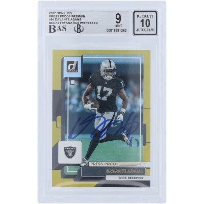 Davante Adams Las Vegas Raiders Autographed 2022 Panini Donruss Press Proof Premium #94 Beckett Fanatics Witnessed Authenticated 9/10 Card