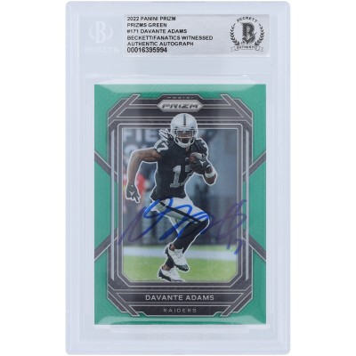 Davante Adams Las Vegas Raiders Autographed 2022 Panini Prizm Green Prizm #171 Beckett Fanatics Witnessed Authenticated Card
