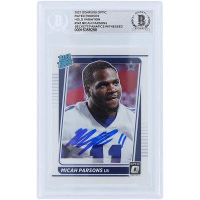 Micah Parsons Dallas Cowboys Autographed 2021 Panini Donruss Optic Rated Rookie Holo Variation #245 Beckett Fanatics Witnessed Authenticated Rookie Card