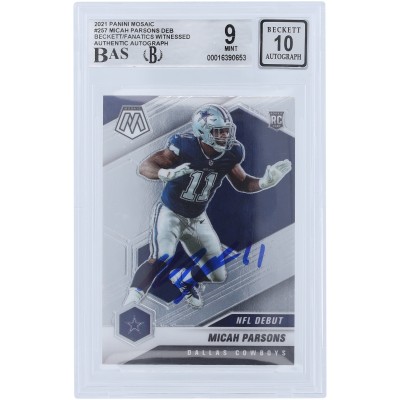 Micah Parsons Dallas Cowboys Autographed 2021 Panini Mosaic #257 Beckett Fanatics Witnessed Authenticated 9/10 Rookie Card