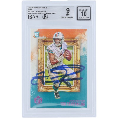 Tua Tagovailoa Miami Dolphins Autographed 2020 Panini Chronicles Gridiron Kings Pink #GK-2 Beckett Fanatics Witnessed Authenticated 9/10 Rookie Card