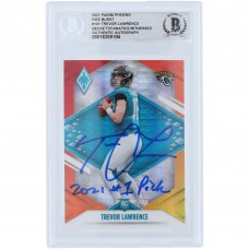 Trevor Lawrence Jacksonville Jaguars Autographed 2021 Panini Phoenix Fire Burst #101 Beckett Fanatics Witnessed Authenticated Rookie Card with 2021 #1 Pick Inscription