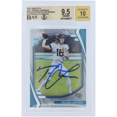 Trevor Lawrence Jacksonville Jaguars Autographed 2021 Panini Absolute #101 Beckett Fanatics Witnessed Authenticated 9.5/10 Rookie Card