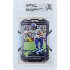 T.J. Hockenson Minnesota Vikings Autographed 2022 Panini Prizm Silver #100 Beckett Fanatics Witnessed Authenticated Card