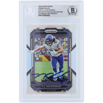 T.J. Hockenson Minnesota Vikings Autographed 2022 Panini Prizm Silver #100 Beckett Fanatics Witnessed Authenticated Card