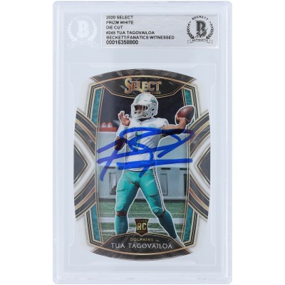 Tua Tagovailoa Miami Dolphins Autographed 2020 Panini Select Club Level White Die Cut Prizm #245 Beckett Fanatics Witnessed Authenticated Rookie Card